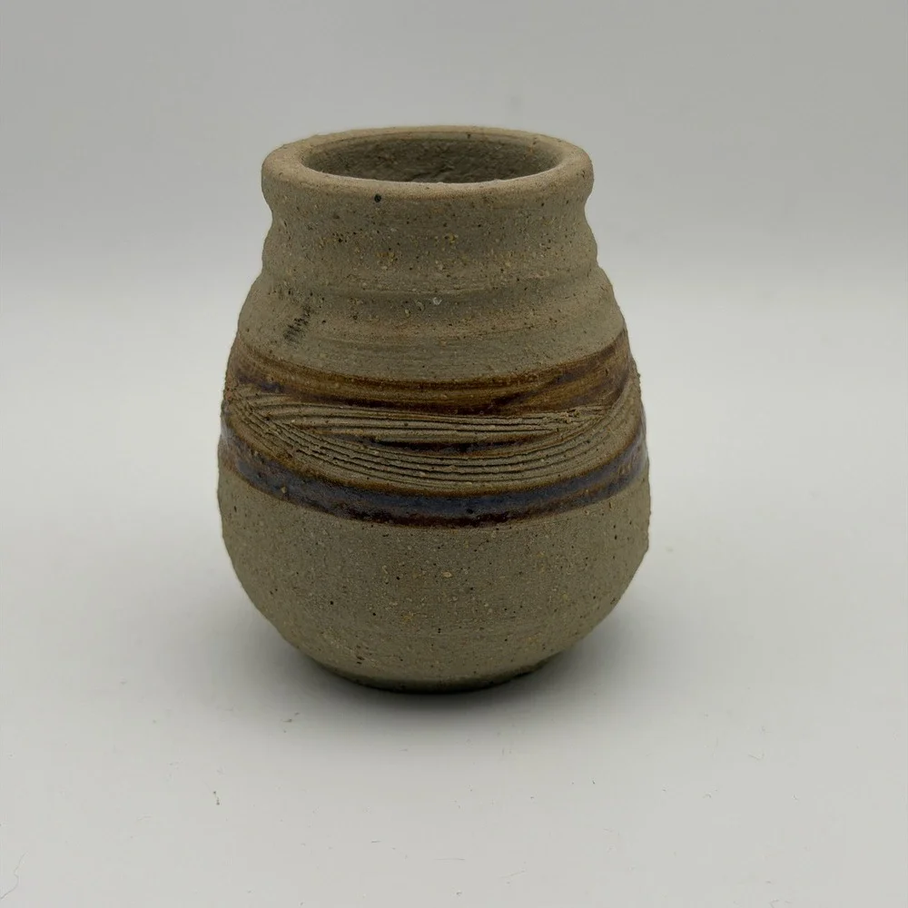 Vintage Studio Pottery Bud Vase Rustic Stoneware‎ Mini Vase Earth Tone Handmade